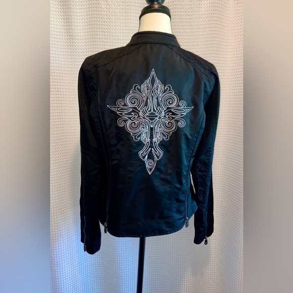 Women’s vintage HARLEY‎ DAVIDSON black zipped Motocycle Jacket size medium - Picture 1 of 15